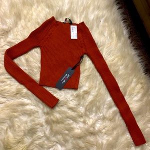 Burnt orange sweater crop top